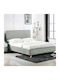 Morisson Double Bed Upholstered with Light Grey Fabric for Mattress 160x200cm E8078,1