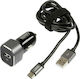 Lampa Fast Charger Φορτιστής Αυτοκινήτου 3A Γρήγορης Φόρτισης με μία Θύρα: 1xUSB μαζί με Καλώδιο Type-C Ασημί Χρώμα