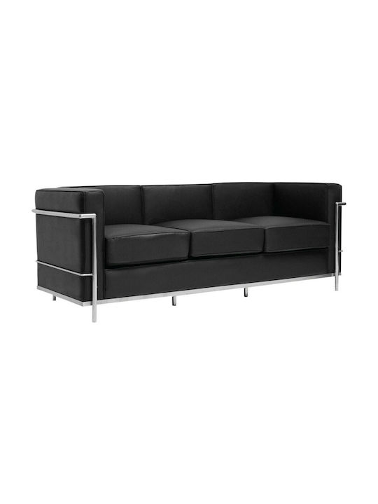 Genova Three-Seater Couch Artificial Leather Black 188x73x71 cm E947,32