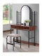 Floor-Standing Makeup Dressing Table Flora Set Made of Solid Wood & Metal Black / Walnut with Mirror & Stool 90x37x148cm