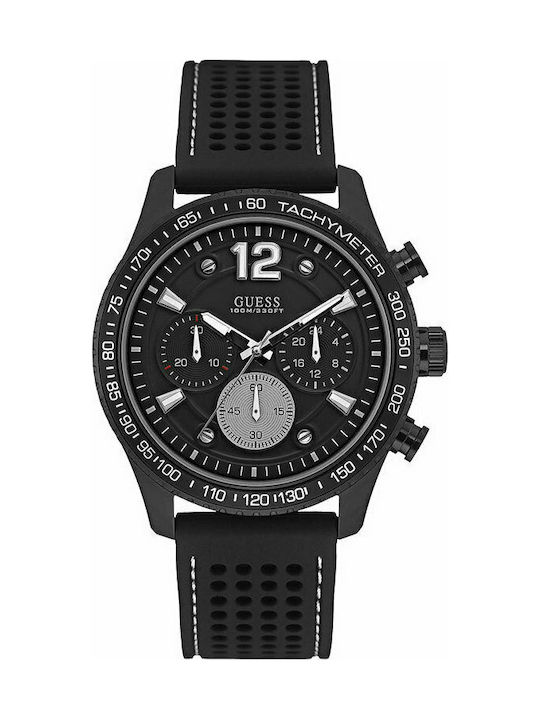 Guess Watch Chronograph Battery with Black Rubber Strap W0971G1