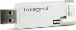 Integral iShuttle 32ГБ USB 3.0 Стик с връзка Мълния & USB-A Бял