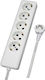 CHaralampidis Five-socket Lateral 3m Cable T-Shaped Wall Plug 5 Positions