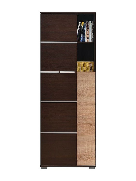 Latus Floor-standing Living Room Display Cabinet with Glass Brown 58x28x162cm