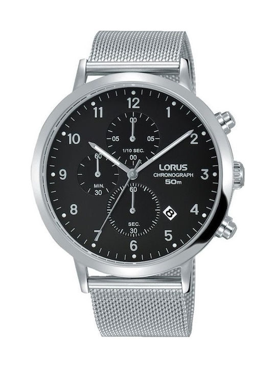 Lorus Herrenuhr 43mm Chronograph Batterie mit Silber Metallarmband