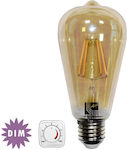 Adeleq Λάμπα LED για Ντουί E27 και Σχήμα ST64 Θερμό Λευκό 600lm Dimmable