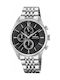 Festina Watch Chronograph Battery with Silver Metal Bracelet