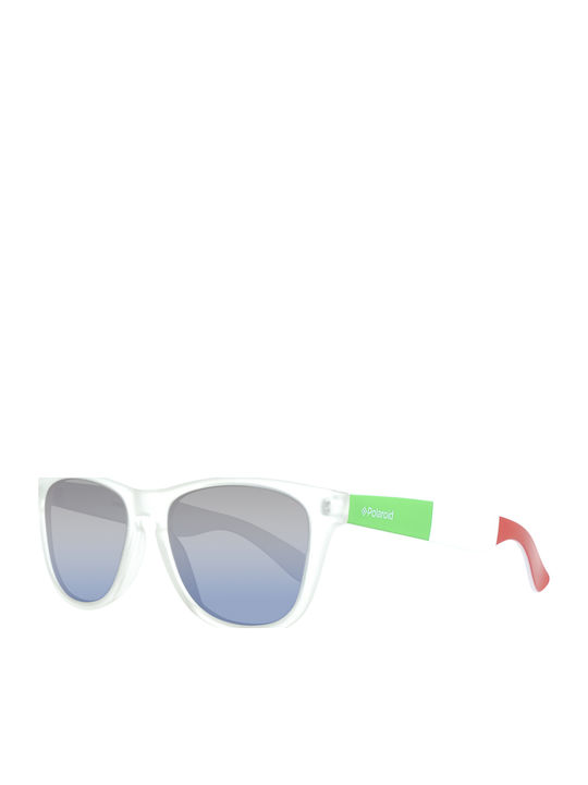 Polaroid Men's Sunglasses with White Plastic Frame and Blue Lens S8443 D8C/JY