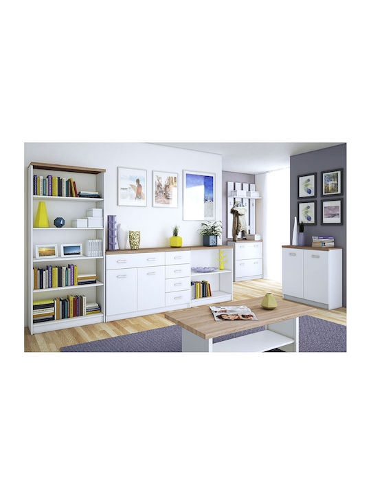 Sideboard Top Mix Wooden With Drawers White / Sonoma 80x33x85cm