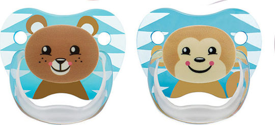 Dr. Brown's PV22015 Orthodontic Pacifiers Silicone Teddy Bear - Little Monkey - Blue for 6-12 months 2pcs