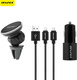Awei X10 Încărcător Auto 2A cu Porturi: 2xUSB împreună cu Cablu Lightning / Micro-USB Negru Culoare