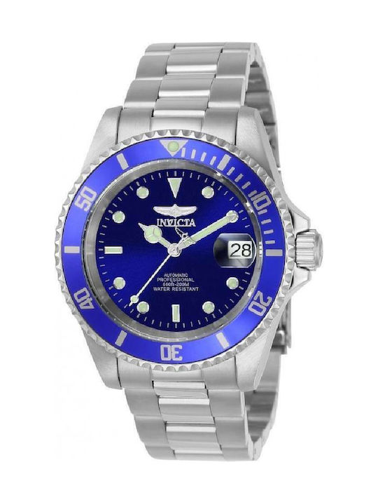 Invicta Pro Diver Мъжки Часовник 40мм Автоматичен със Сребърна Метална Гривна