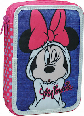 Gim Minnie Denim Pencil Case Full with 2 Compartments Blue