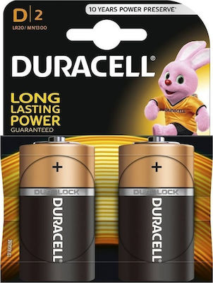 Duracell Αλκαλικές Μπαταρίες D 1.5V 2τμχ