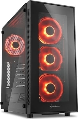 Sharkoon TG5 Gaming Midi Tower Computer Case with Window Panel Red