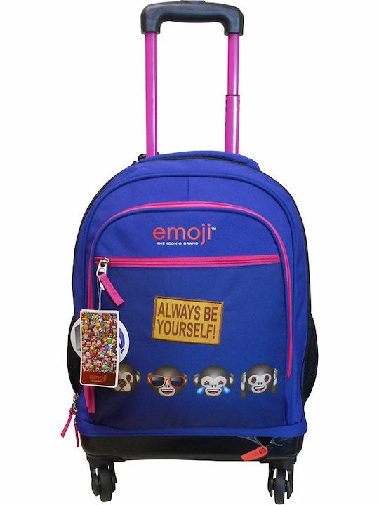 Paxos Emoji Cheer Up Blue School Bag Trolley Elementary, Elementary in Blue color