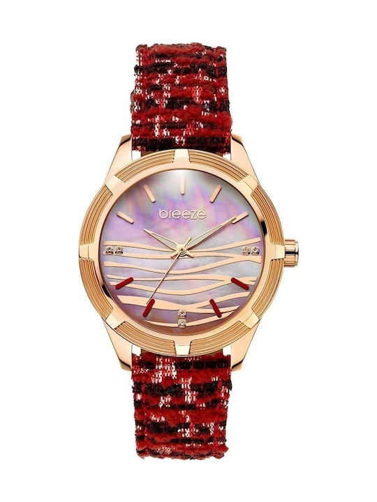 Breeze Gloriosa Uhr mit Rot Stoffarmband
