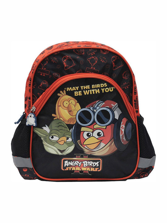 St. Majewski Star Wars Angry Birds Σχολική Τσάντα Πλάτης Νηπιαγωγείου Μαύρη με Θήκη για Παγούρι