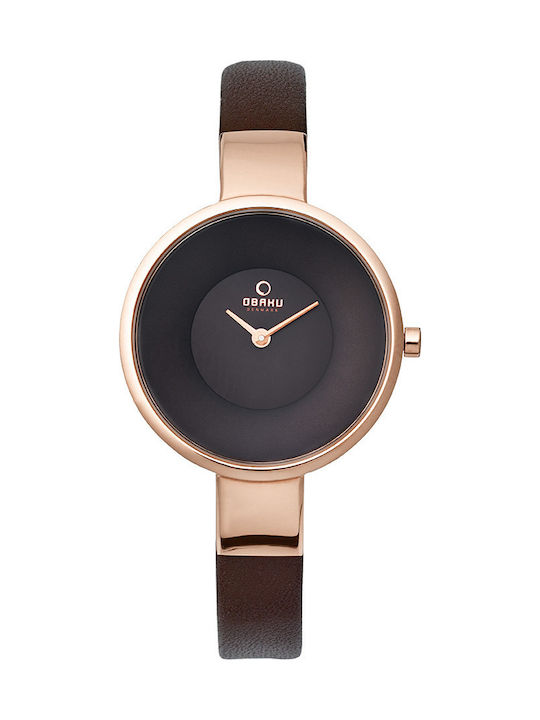 Obaku Watch with Black Leather Strap V149LXVNRN