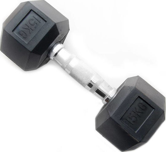 MDS 026 Rubber Hexagon Dumbbell 1 x 15kg