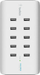 Belkin Charging Stand with 10 USB-A Ports in White color (Rockstar)