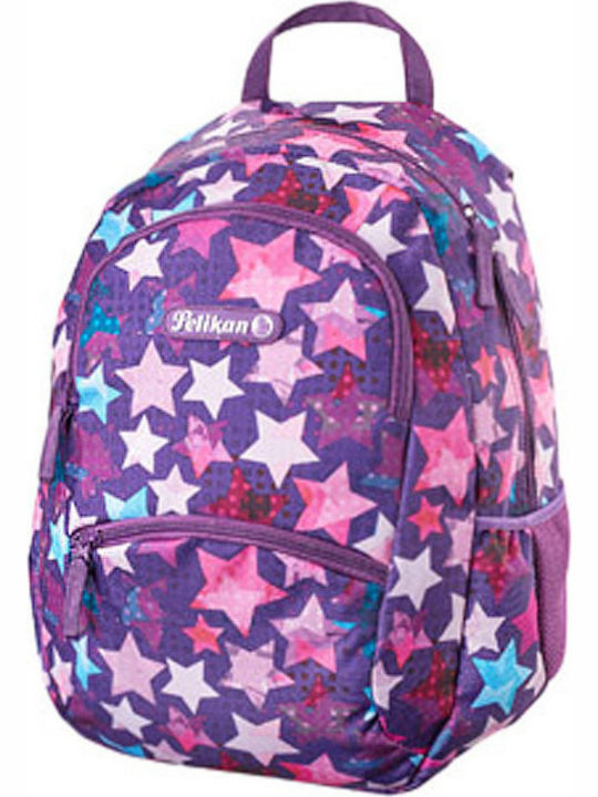 Pelikan Zipper Pocket Αστέρια School Bag Backpack Elementary, Elementary in Purple color