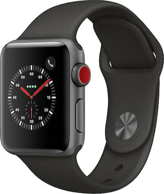 Watch Series 3 Cellular Aluminiu 38mm Rezistent la apă cu eSIM și pulsometru (Space Gray/Black Sport Band)