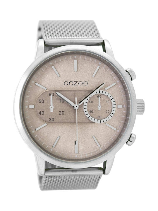 Oozoo Watch Chronograph Battery with Silver Metal Bracelet