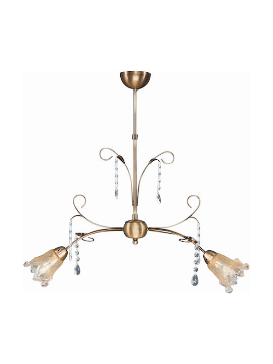 ArkoLight Pendant Light Suspension with Crystals for Socket E14, E.14 Bronze 1305-2-2