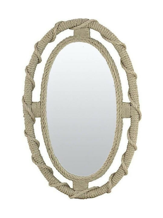 Inart 3-95-749-0010 Wall Mirror Oval with Beige Wooden Frame 46x70cm 1pcs