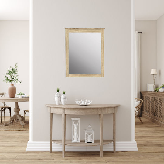 HomeMarkt Rosemary Wandspiegel mit Braun Hölzernes Rahmen 93x72cm 1Stück