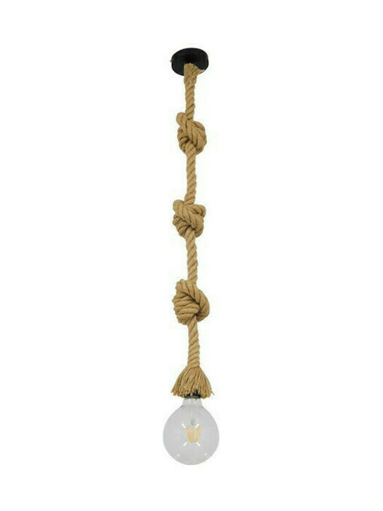 GloboStar Pendant Light Suspension with Rope for Socket E27 Brown