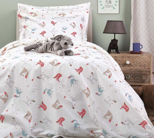 Kentia Fox Set Kids Duvet Cover Single with Pillowcase Pink 160x240cm