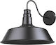 GloboStar Индустриално Светлинно Тяло За Стена с Цокъл E27 Черно 42x36x36см