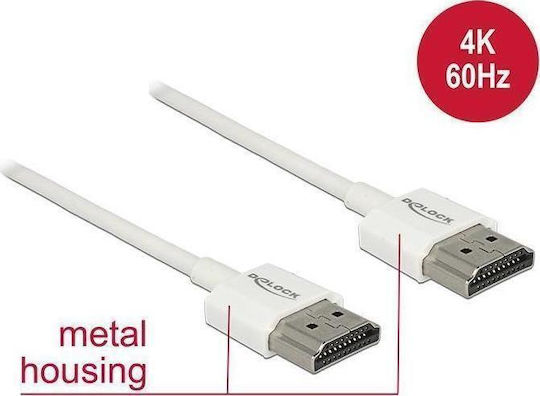 DeLock HDMI 2.0 Premium High Speed 4K 60Hz HDR Cable HDMI Male - HDMI Male 2m White