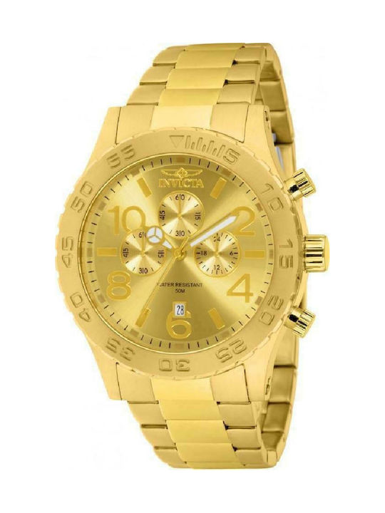 Invicta Specialty Watch Chronograph Battery with Gold Metal Bracelet