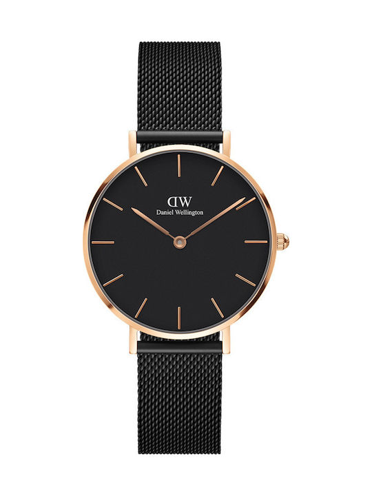 Daniel Wellington Petite Ashfield Γυναικείο Ρολόι 32mm Μπαταρίας με Μαύρο Μεταλλικό Μπρασελέ