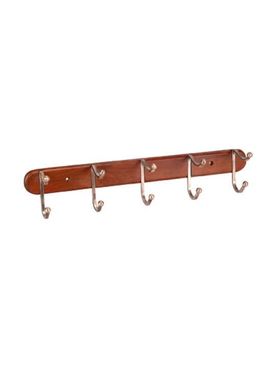 Wooden Wall Hanger with 10 Slots Brown 1pc