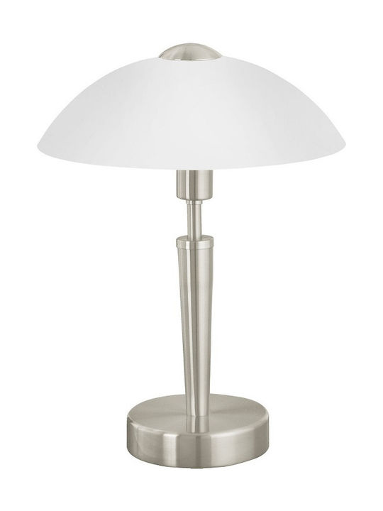 Eglo Metal Table Lamp for Socket E14 with White Shade and Silver Base