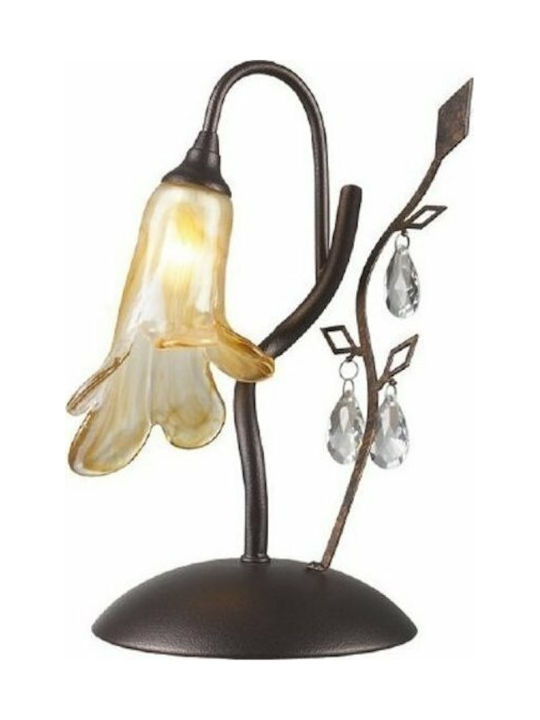 Aca Crystal Table Lamp for Socket G9 with Black Shade and Brown Base