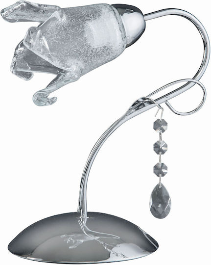 ArkoLight Metal Table Lamp for Socket E14 with White Shade and Silver Base