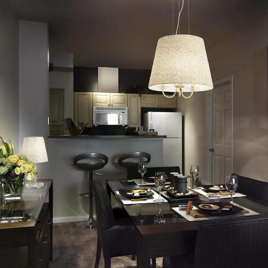 Ideal Lux Metal Table Lamp for Socket E27 with Beige Shade and Silver Base