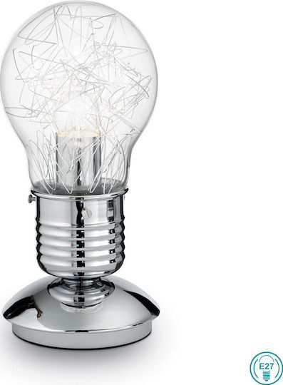 Ideal Lux Metal Table Lamp for Socket E27 with Transparent Shade and Silver Base Ideal Lux Metal Table Lamp for Socket E27 with Transparent Shade and Silver Base
