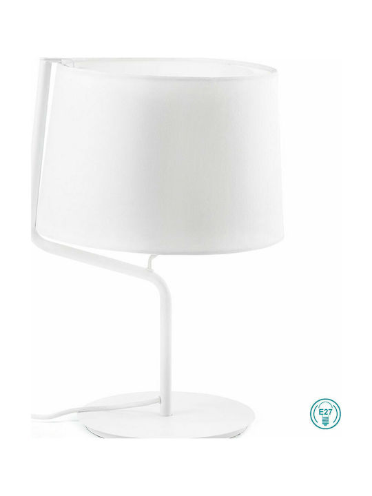 Faro Barcelona Metal Table Lamp for Socket E27 with White Shade and Base