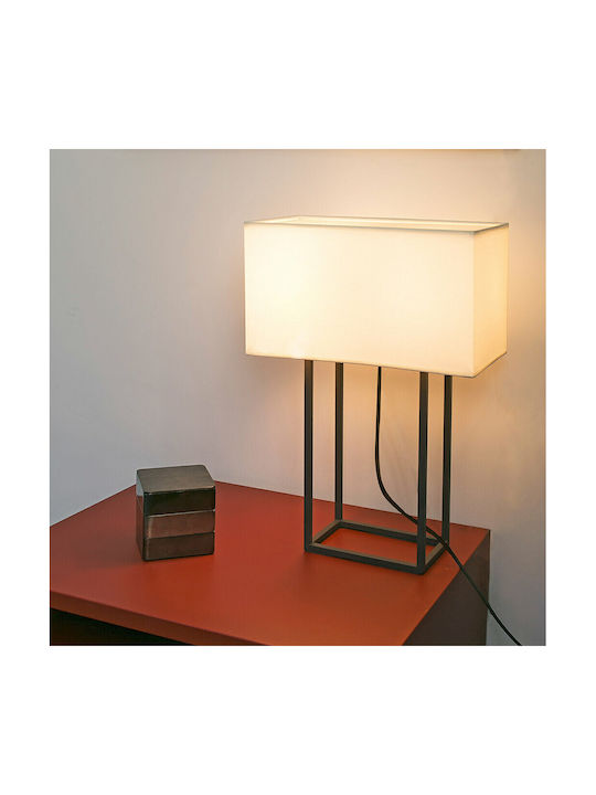 Faro Barcelona Metal Table Lamp for Socket E27 with White Shade and Black Base