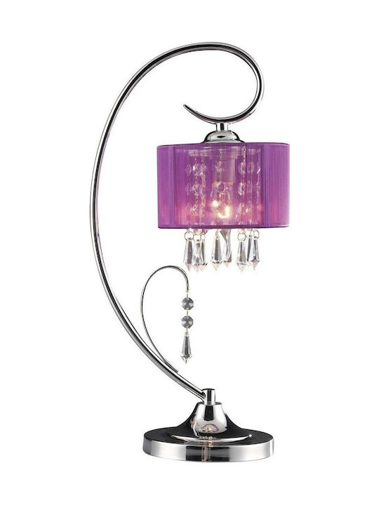 Sun Light Crystal Table Lamp for Socket E14 with Purple Shade and Silver Base
