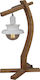 Home Lighting Norio Holz Tischlampe für Fassung E27 mit Weiß Schirm und Braun Basis