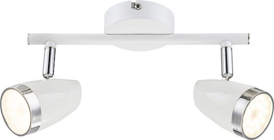 Globo Lighting Διπλό LED Θερμό Λευκό Σποτ σε Λευκό Χρώμα