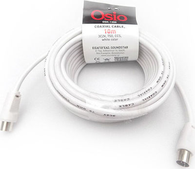 Osio Cablu Antenă Coaxial de sex masculin - Coaxial de sex feminin Alb 10m (OSK-1350)