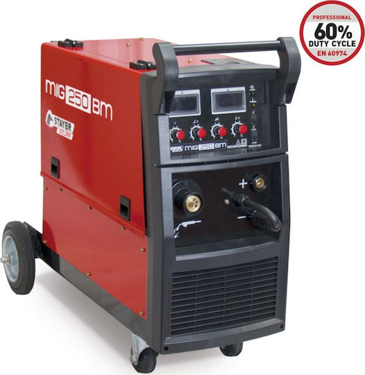Stayer MIG 250 BM/BT Електрожен Inverter MAG / MIG / ММА с Максимален Ток на Заваряване 250Спецификация и Работен Цикъл 60%